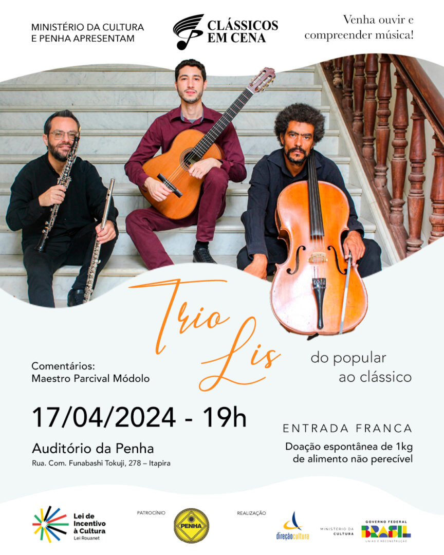 Trio Lis é o convidado do Clássicos em Cena de abril em Itapira