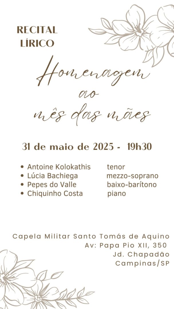 Recital lírico em homenagem ao mês das Mães em Campinas