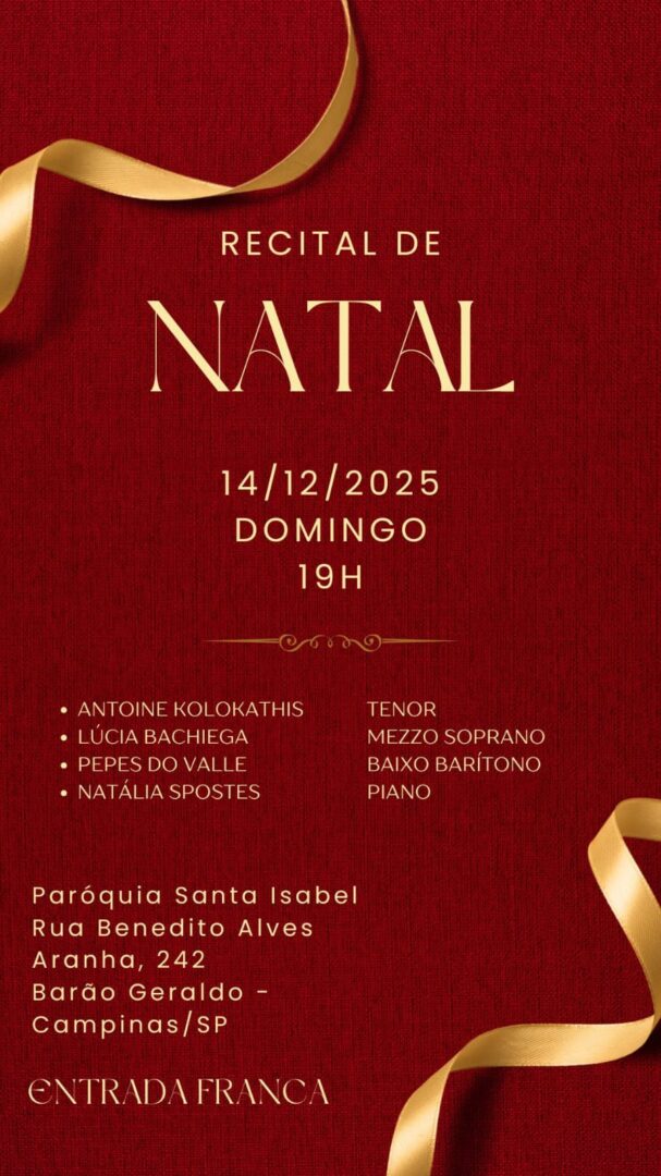 Concerto de Natal gratuito leva música lírica a Barão Geraldo